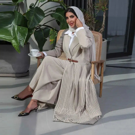 Eid Muslim Party Abaya for Women Ramadan Cardigan Pleated Long Dress Morocco Kaftan Vestidos Largos Dubai Robe Jalabiya 2024 - Lootquake