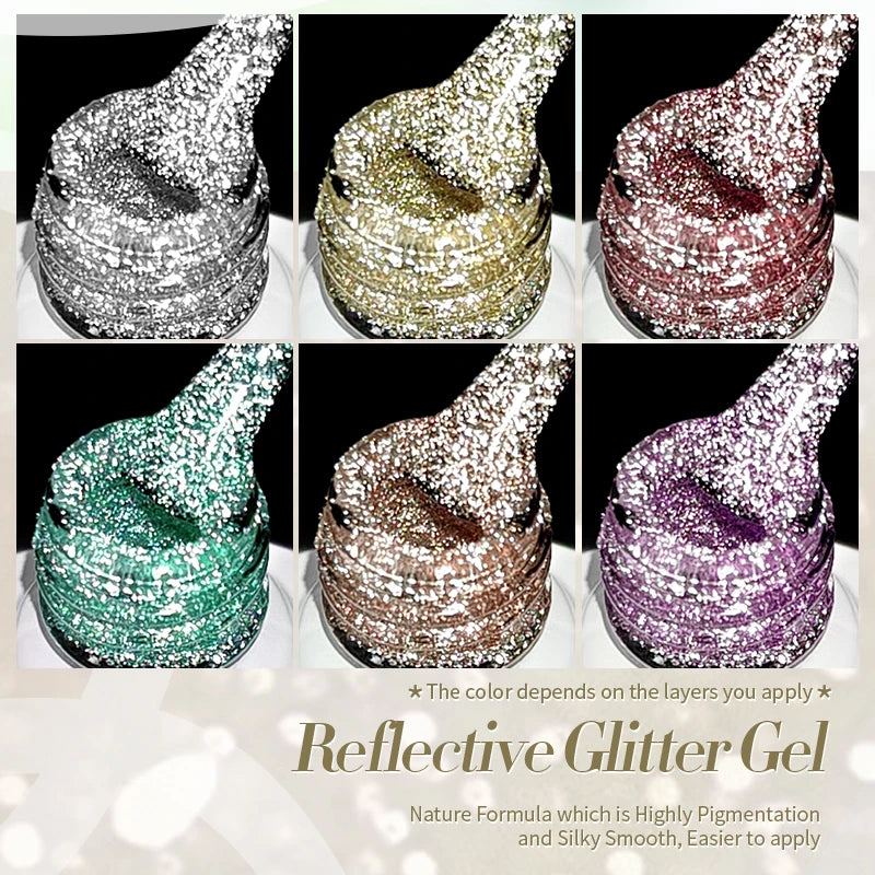 BORN PRETTY 10ml Reflective Glitter Gel Nail Polish Carat Mirage Sparkling Color Shine UV LED Soak Off Semi-Permanant Varnish