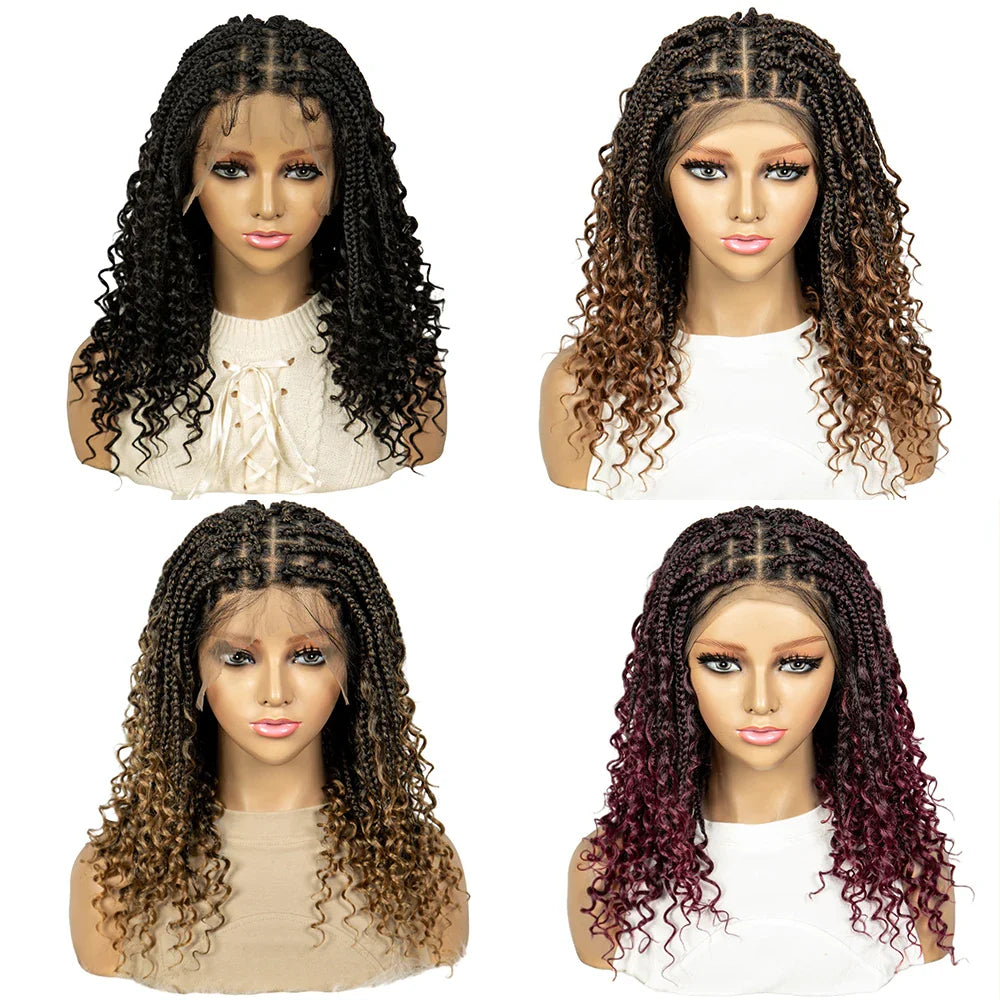 Bohemian Knotless Box Braids Wig | Goddess Locs with Curly Ends