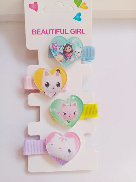Four Types of Hair Clips Gabby Dollhouses Girl Cute Hairpin Funny Anime Cartoon Kawaii Hair Accessories Children's Birthday Gift - Lootquake