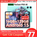 【Nouveau】 Tablette Android 15 Teclast P50Ai 11 pouces 90 Hz (6 Go + 10 Go) Max. 16 Go de RAM 128 Go Lpddr5 1280X800 Allwinner A733-Ai Octa-Core 7000 Mah Batterie Wifi-6 BT 5.4 Ai Tablettes PC