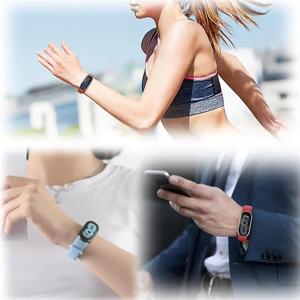 Correas deportivas para Xiaomi Mi Band 8-9 NFC, repuesto de pulsera de silicona Mi Band 9/8, resistente al agua, accesorios para Mi Band 9