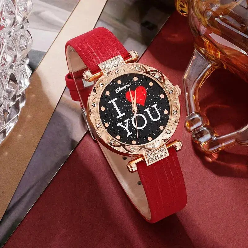 5pcs Set Women Watches Luxury Female Clock Quartz Wristwatch Love Dial Fashion Ladies Wrist Watch Reloj Mujer Relogio Feminino - Lootquake