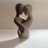 Estatua de pareja de madera elegante y plana en 2D: decoración moderna para el hogar, madera artificial, ideal para sala de estar, dormitorio u oficina.