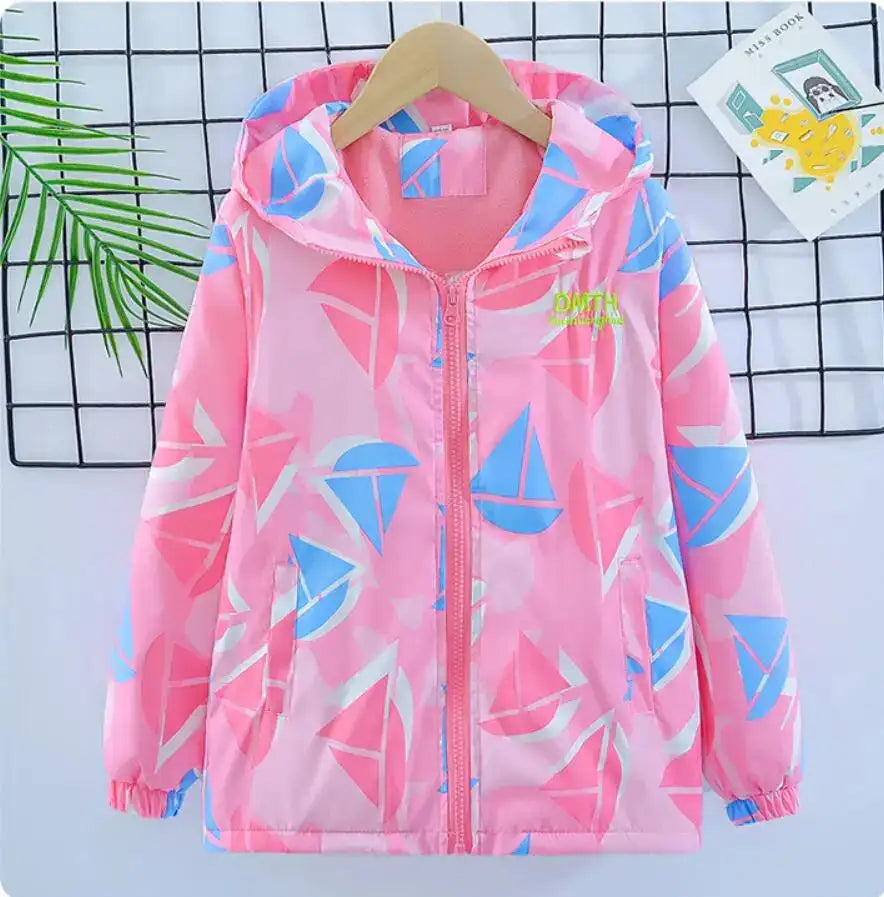 Girls Korean Polar Fleece Outdoor Jacket 4-12 Yrs Children's Autumn Winter Thickened Hooded Windbreaker Kids Girl's Fashion Coat - Lootquake