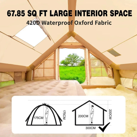 4-6 People Inflatable Tent with Pump Portable Blow Up Tent Easy Set-up Air Tent，4 Season Inflatable Tents for Camping - Lootquake