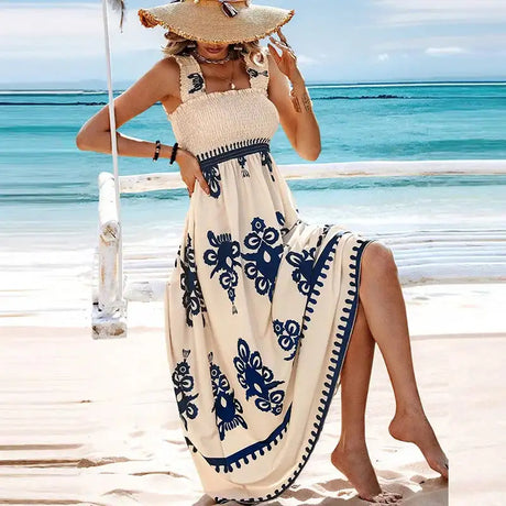 Summer Holiday Dress Women Casual Sleeveless A-Line Party Long Dress Boho Casual Sleeveless Party Dress 2024 - Lootquake