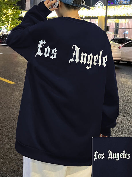 Art Letter Los Angeles Male Sweatshirts Hip Hop Simple Pullovers Fleece Casual Hoodies Autumn Comfortable Streetwear Sportswear - Lootquake