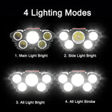 5LED Headlamp Rechargeable With Built In 18650 Battery Strong Light Long Range Torch Outdoor Camping Adventure Fishing HeadLight - Lootquake