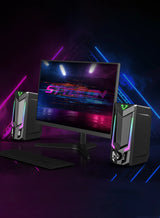 Altavoz para computadora Bluetooth RGB, altavoz para computadora de escritorio, altavoz para computadora portátil, altavoz estéreo de escritorio, alimentación por USB, con LED ambiental