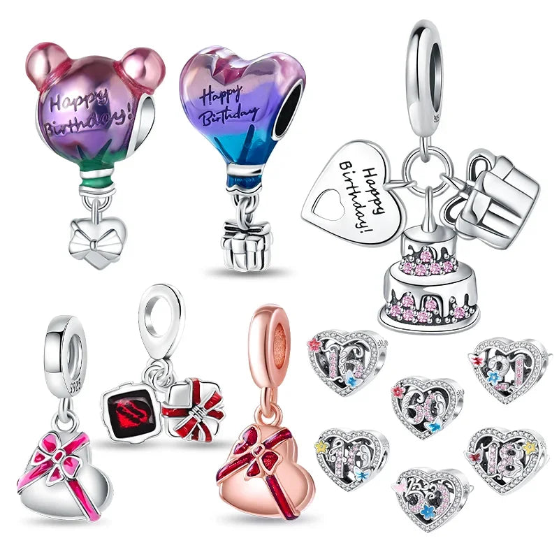 S925 Silver Happy Birthday Charms Love Numbers Celebration Anniversary Serie Beads for Women Diy Original Bracelet Jewelry Gift - Lootquake