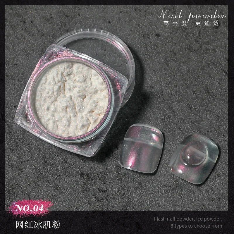 Ultra-Fine Aurora Nail Glitter Powder Sparkle Ice Transparent Polish Iridescent Nail Powder Multi Mirror Effect Glitter Dust