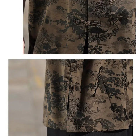 Plus Size Summer Mens Chinese Shirt Ice Silk Vintage Shirt Tang Suit Hanfu Tops Male Vintage Clothing Stand Collar Loose Shirts - Lootquake