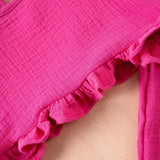Summer Kids Cotton Casual 2pcs Toddler Girls Solid Color Sleeveless Top + Ruffle Pants Set Comfortable Fashion Hot Sale - Lootquake
