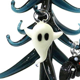 Halloween Decor Cute Glass Tree Figurine Ornaments with Mini Owl Spider Bat Pumpkin Cross Ghost Evil Eye Heart Moon Hat Pendant