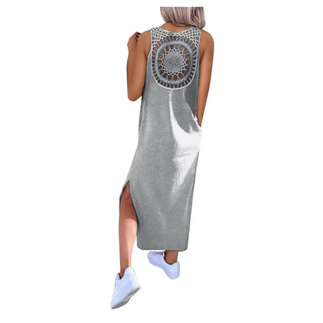 Womens Summer Dress Long Dress Casual Loose Maxi Dresses Beach Outfit 2024 Resort Women Summer Dress Sleeveless Large Nightshirt - Lootquake