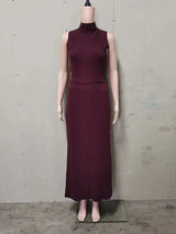 Tossy Elegant Knitwear 2 Piece-Set Long Dress Female Ribbed Sweater Pullover And Loose Patchwork Maxi Skirt Sets Ladies Outfits