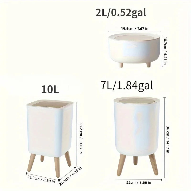10L wooden high legged garbage bin, white legged garbage bin with lid, living room, toilet, bedroom, office garbage bin