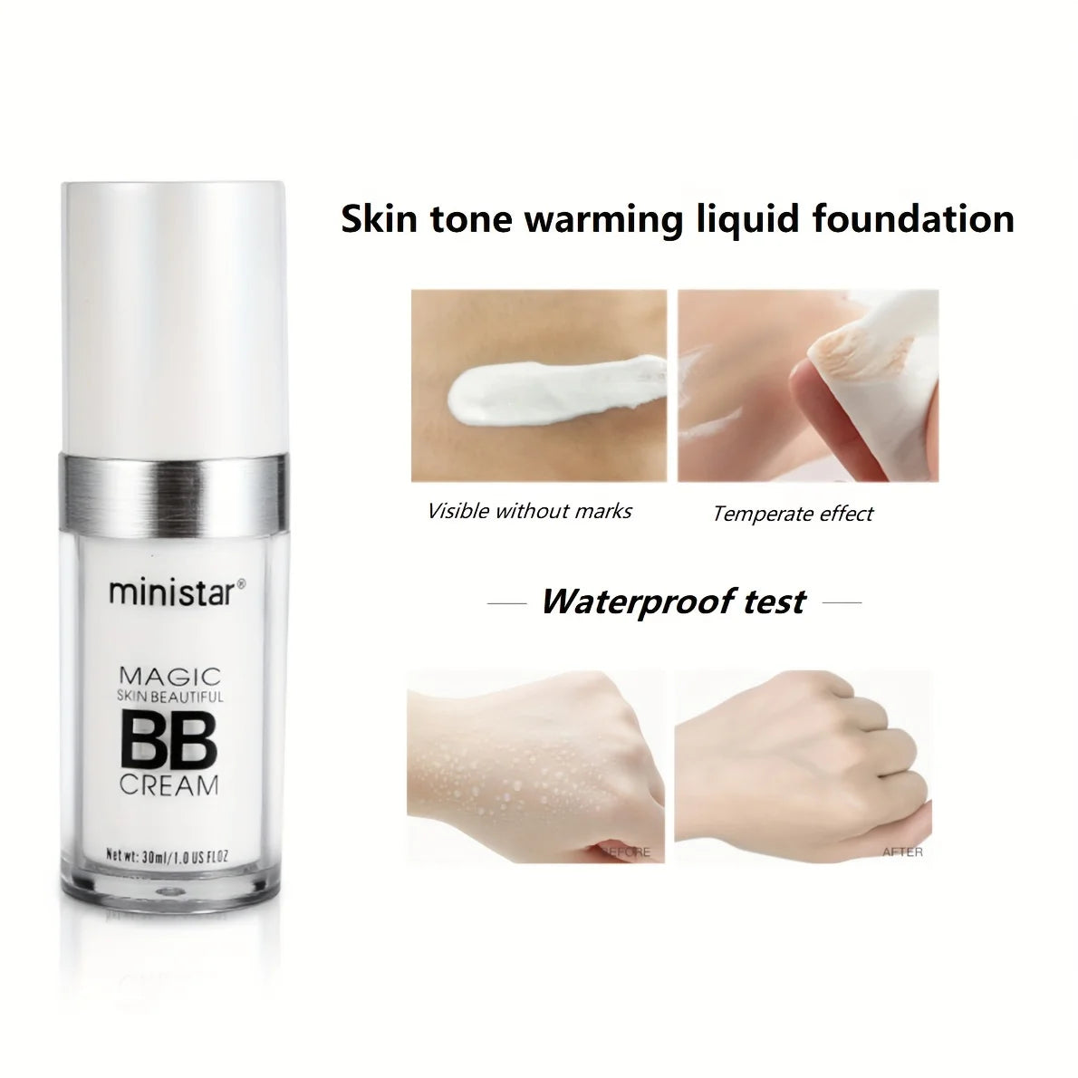 Base de maquillaje líquida que cambia de color, oculta arrugas y líneas, base de maquillaje BB Cream, corrector, cobertura, fluido hidratante para todo tipo de piel.