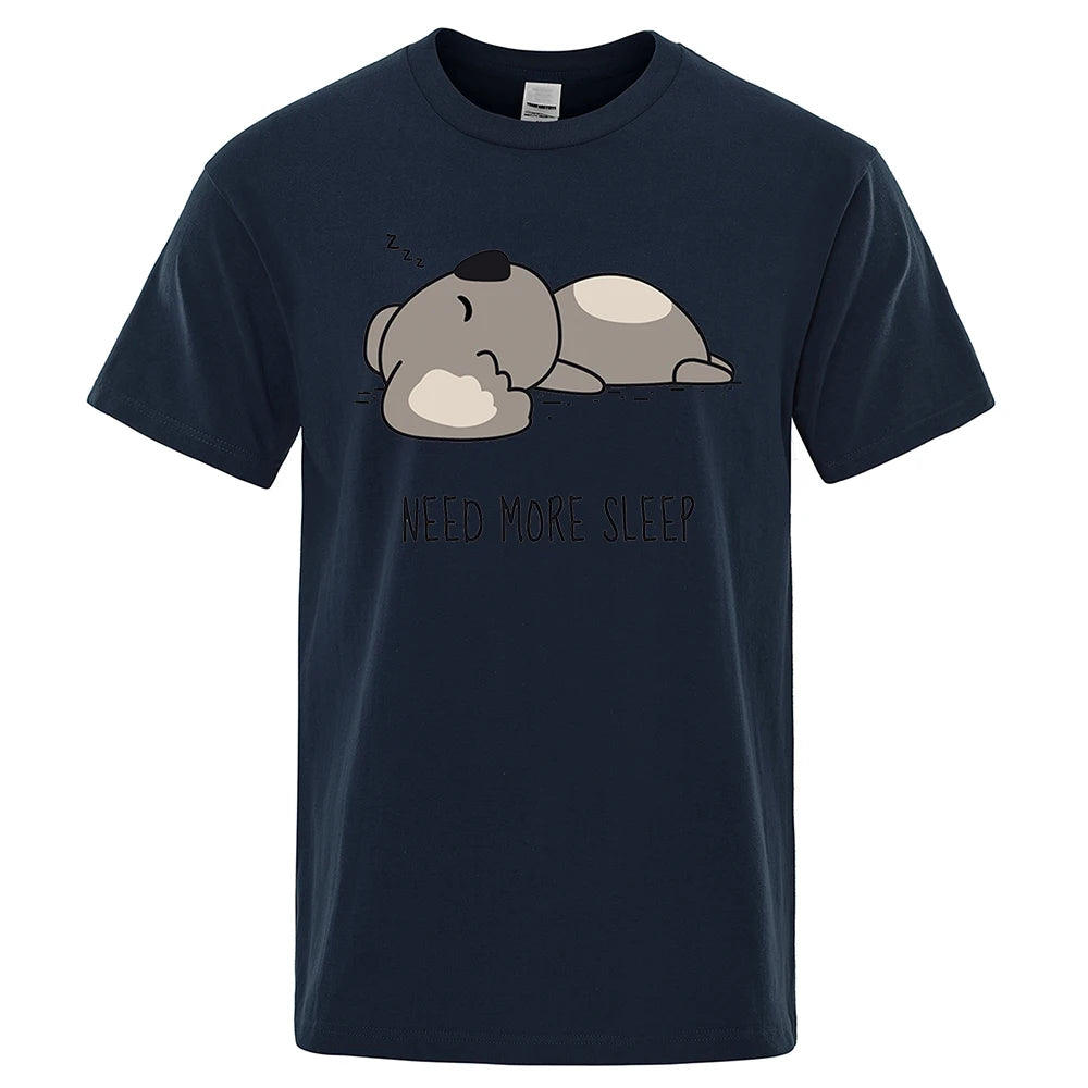 Need More Sleep Cartoons Bear Men Tshirt Street T-Shirts Hip Hop Unisex Tops Fashion Cotton Clothes Casual Breathable T Shirt - Lootquake