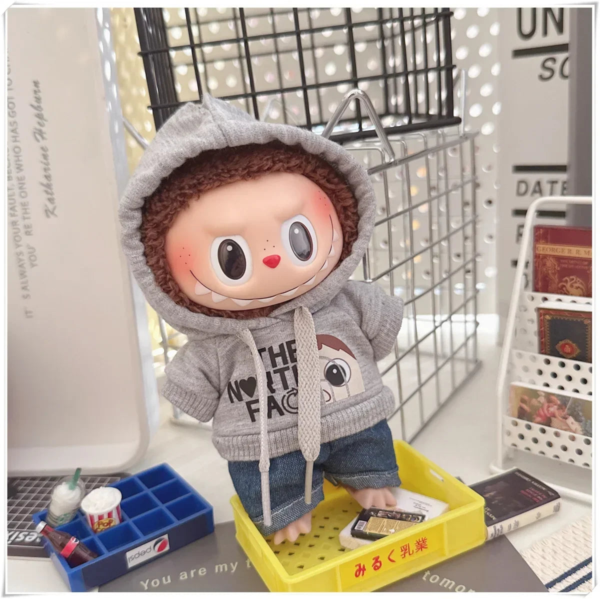 Vêtements de poupée Labubu, ensemble sweat à capuche et pantalon tendance, accessoires pour poupées Labubu Idol V1 V2, peluche universelle de 15/17 cm