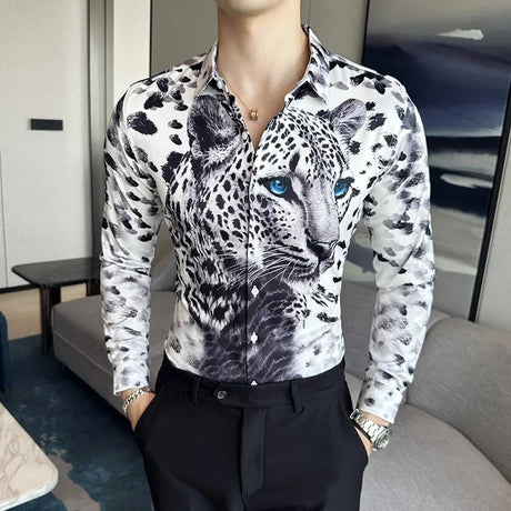 Vintage Long Sleeve Shirt Men Fashion Trendy Noble Printed Slim Mens Clothing Streetwear Autumn Mens Floral Shirts Plus Size 6XL - Lootquake