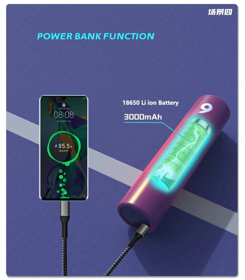 Enceintes Bluetooth 5.2 portables : caisson de basses sans fil pour l'extérieur, avec radio et batterie externe 2 000 mA.