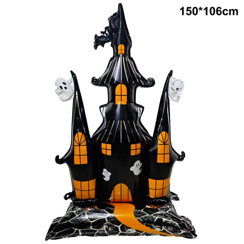Halloween Theme Standing Balloon Pumpkin Haunted House Spider Cat Foil Balloon Happy Halloween Decor Supplies Kids Gifts