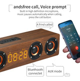 Altavoz Bluetooth de madera, portátil, inalámbrico, subwoofer, reloj, caja de sonido, ordenador de casa, barra de sonido de pared, estéreo HiFi, TF, AUX, disco U