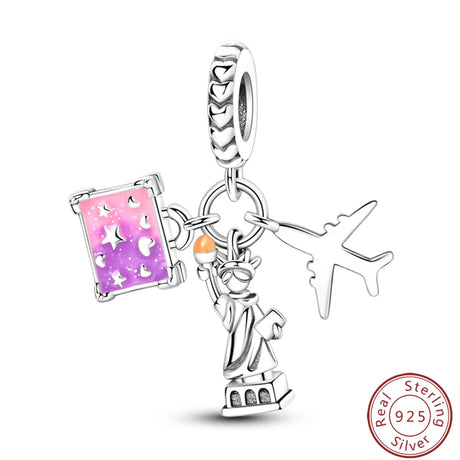 S925 Sterling Silver Princess Golf Hamster Camera Travel Three Piece Set Charms Beads 3mm DIY Fine Jewelry Making - Lootquake