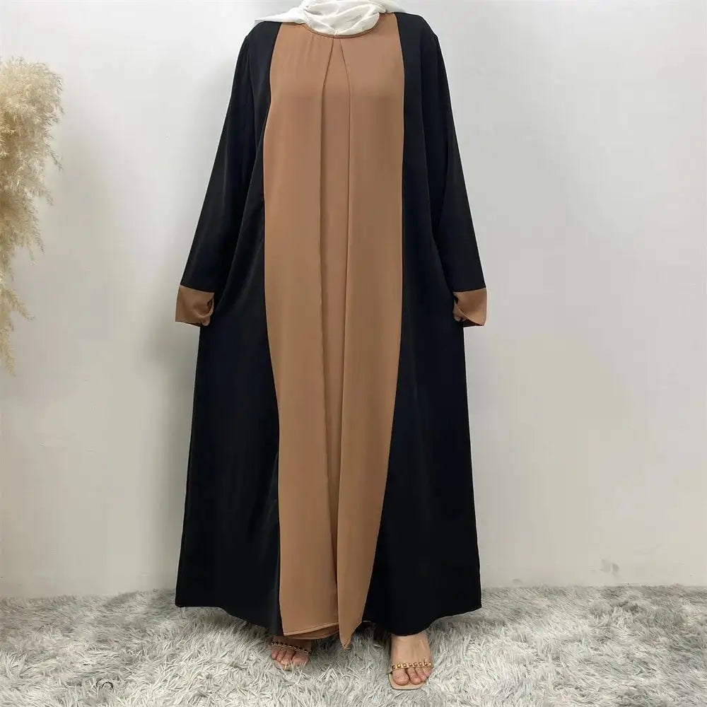 Vestido de fiesta musulmán Eid para mujer, Abaya de Ramadán, vestido largo falso de dos piezas, marroquí, Dubái, Turquía, bata Jalabiya 2024