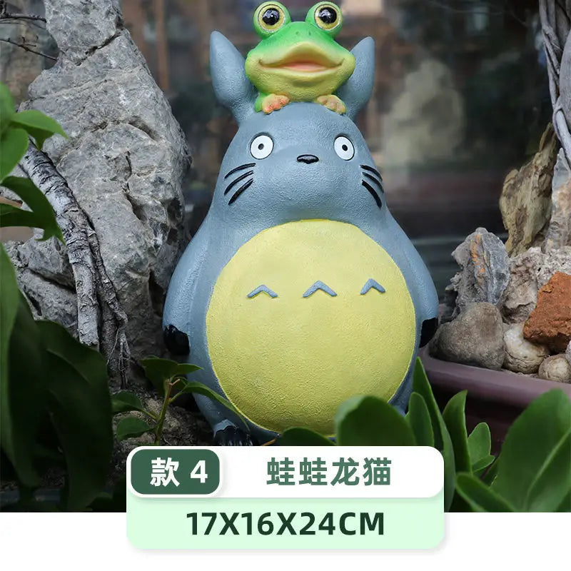 Large Garden Statue Cartoon Anime Totoroed Sculpture Creative Kawaii Miyazakis Hayaos Totoros Resin Figurines Garden Home Decor