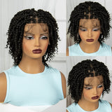 10" Natural Twist Braids Wig | Full Lace | Baby Hair | Short Braided Style