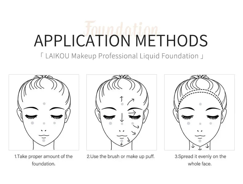 LAIKOU Base de maquillaje líquida hidratante de larga duración, cosmética facial, iluminadora natural, tono base, maquillaje, 30 ml