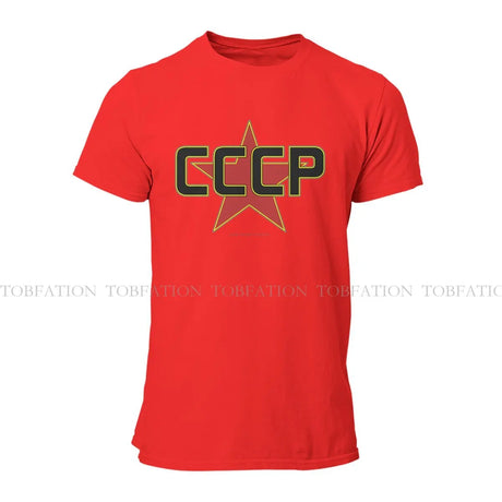 Russian USSR CCCP Creative TShirt for Men Over The Red Star  Round Neck Pure Cotton T Shirt Birthday Gifts Streetwear - Lootquake