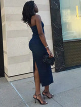 TRAF Off Shoulder Denim Dress Woman Blue Corset Long Dress Women Midi Bodycon Dresses For Women 2023 Elegant Party Dresses - Lootquake