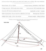 [HODR] 3F UL GEAR Lanshan 1 pro Tipi Tent Rodless Solo Ultralight 690g 20D Nylon Fabric Camping Season Tent Trekking Tents - Lootquake