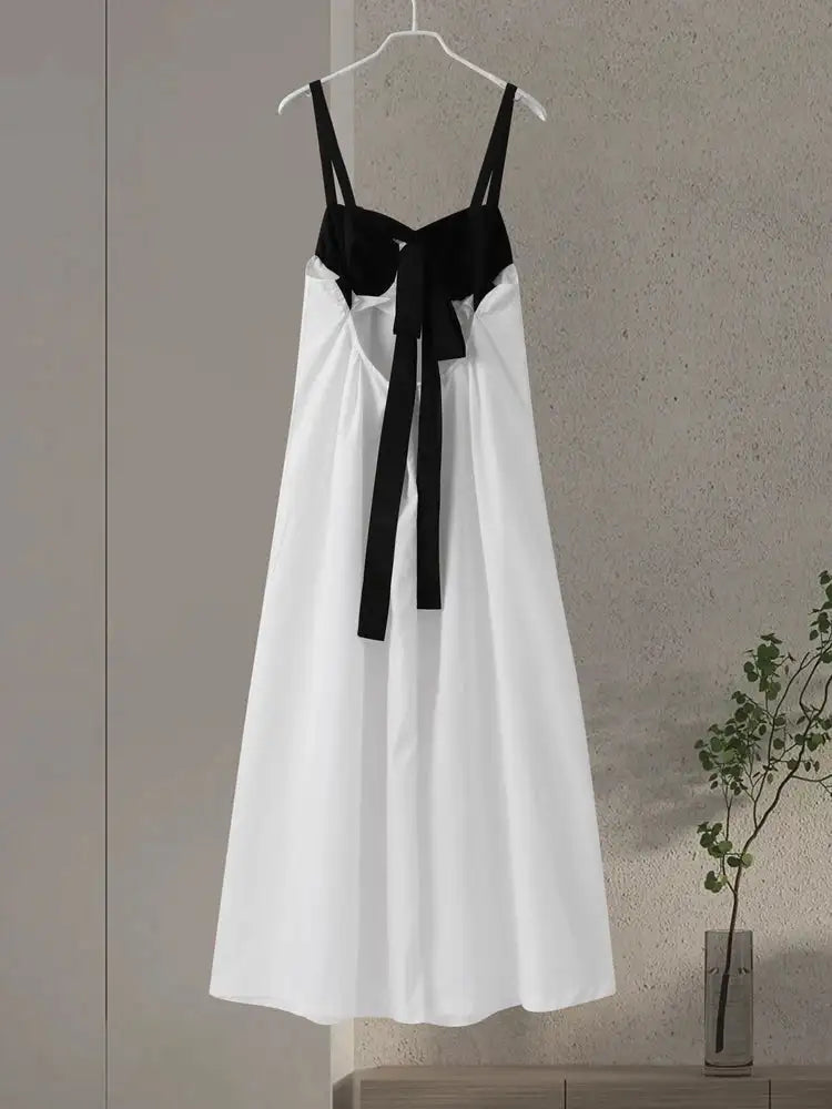Sexy Backless Beach Dress Women 2024 Holiday Sleeveless Loose Slip  Long Dress Street Fashion Panelled Bandage Summer Lady Robe - Lootquake