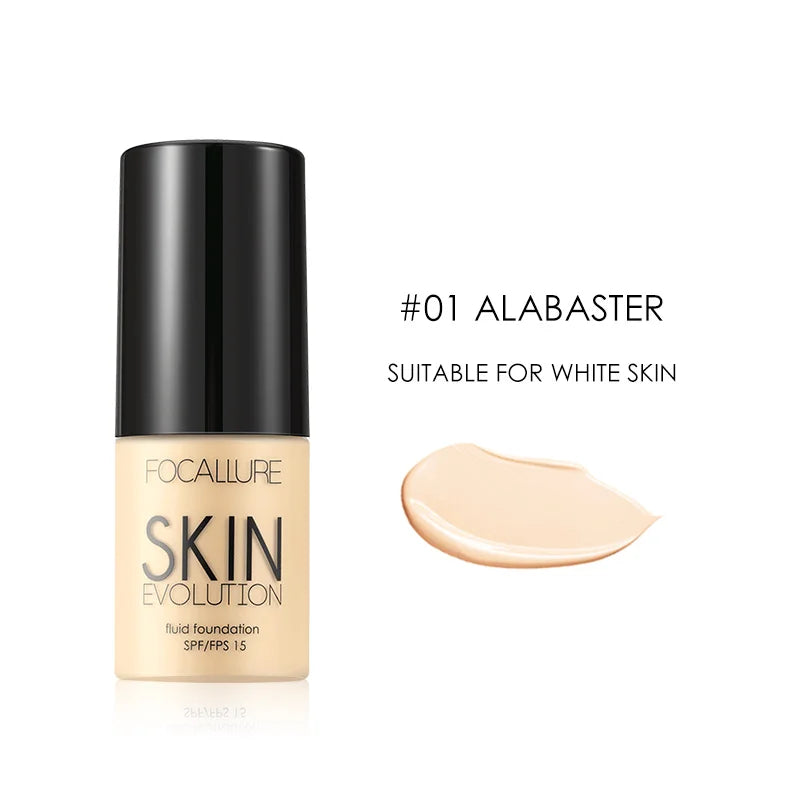 Base de maquillaje Focallure de 8 colores, base líquida, crema de cobertura total, corrector, hidratante, maquillaje facial.