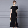 Long Dress Summer 2022 new purple nail drill elegant temperament close waist fish tail evening dress - Lootquake
