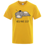 Need More Sleep Cartoons Bear Men Tshirt Street T-Shirts Hip Hop Unisex Tops Fashion Cotton Clothes Casual Breathable T Shirt - Lootquake