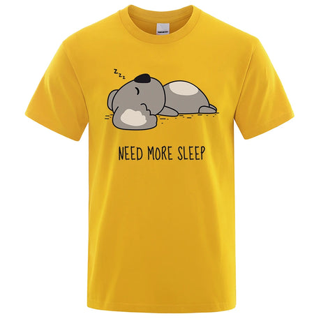 Need More Sleep Cartoons Bear Men Tshirt Street T-Shirts Hip Hop Unisex Tops Fashion Cotton Clothes Casual Breathable T Shirt - Lootquake