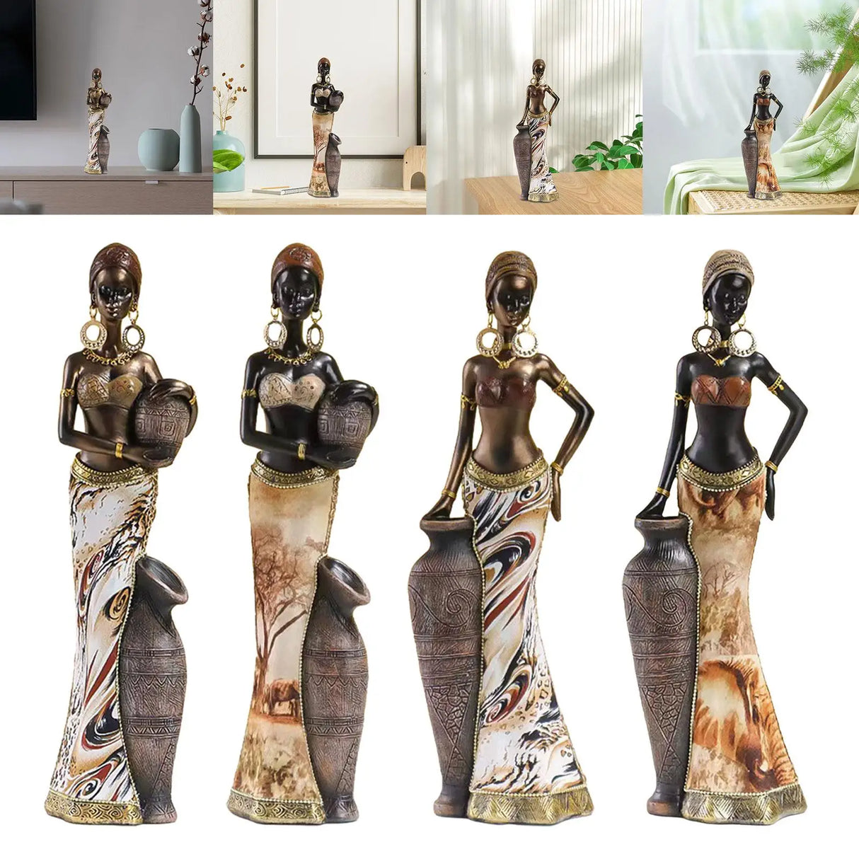 African Women Figurine, African Statues, Retro Sculptures, Collectible