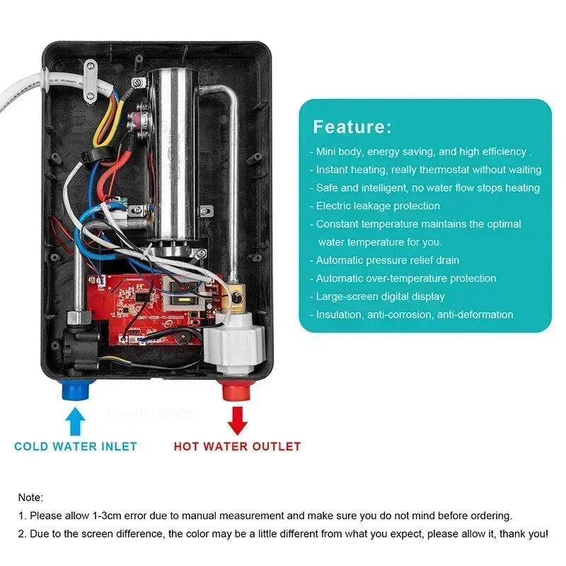 Calentador de agua eléctrico sin tanque, caldera instantánea para baño, 110 V, 220 V, termostato de ducha sin tanque, seguro, inteligente, automático