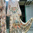 Women V Neck Lace Embroidery Patchwork Silk Floral Print Lantern Sleeve A-line Maxi Long Dress - Lootquake