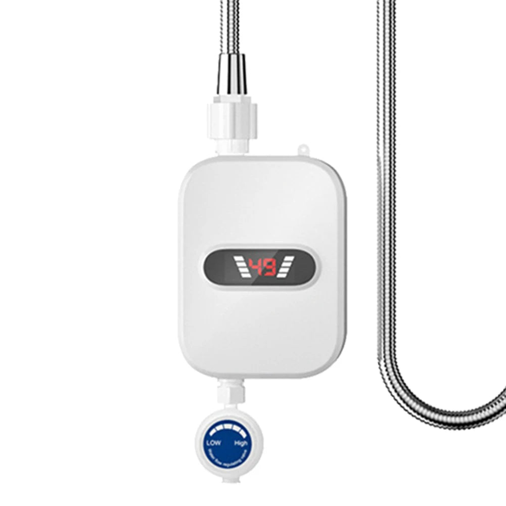 Mini calentador de agua instantáneo para ducha, impermeable, de acero inoxidable 304, calentador de agua eléctrico, ducha de calentamiento rápido, LCD digital para hotel