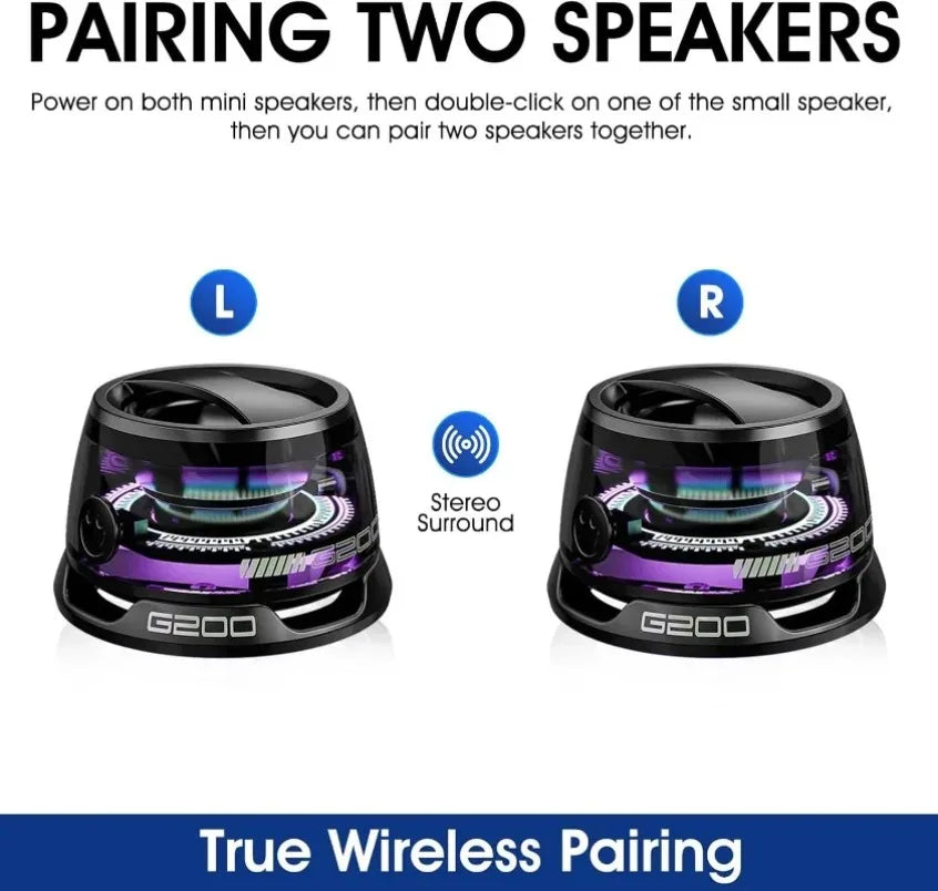 Altavoz Bluetooth portátil Fácil de transportar G200 Iluminación RGB Altavoz magnético BT5.3 Mini caja de sonido 7 horas de reproducción Soporte para teléfono