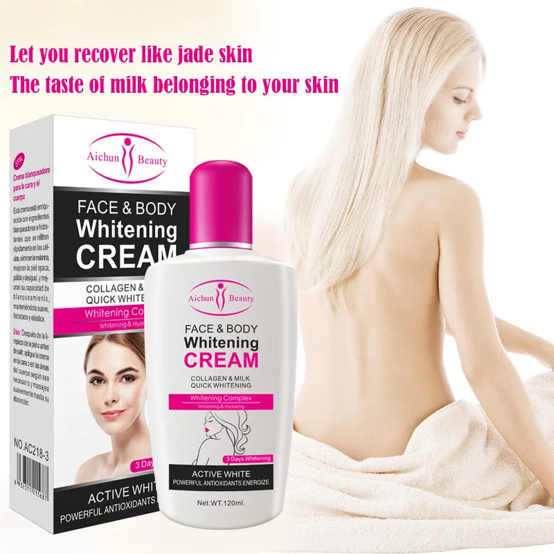 Crema blanqueadora de colágeno para rostro y cuerpo, hidratante para piel, aclarante de senos y piel clara.