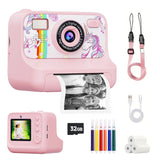 Cartoon Instant Print Camera for Kids 2.4 Inch HD Digital Camera With 32G for Boys Girls Birthday Christmas Gfits