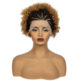 350# Ginger Orange Synthetic Knotless Braided Wig | 13x4 Transparent Lace Front Short Afro Kinky Curly Braids